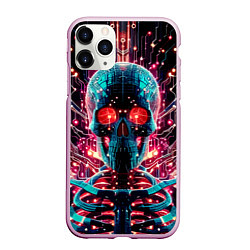 Чехол iPhone 11 Pro матовый Neon cyber skull - ai art fantasy