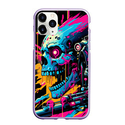 Чехол iPhone 11 Pro матовый Cool cyber skull - ai art