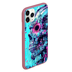 Чехол iPhone 11 Pro матовый Cyber skull - blots sketch, цвет: 3D-малиновый — фото 2