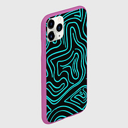 Чехол iPhone 11 Pro матовый Абстракция из бирюзовых полос, цвет: 3D-фиолетовый — фото 2