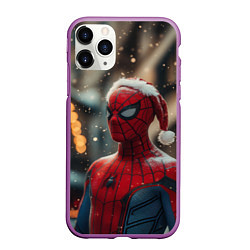 Чехол iPhone 11 Pro матовый New year Spider-man