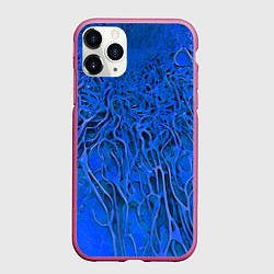 Чехол iPhone 11 Pro матовый Синий симбионт абстракция, цвет: 3D-малиновый