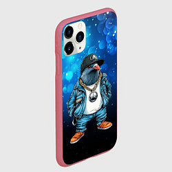Чехол iPhone 11 Pro матовый Голубь гангстер, цвет: 3D-малиновый — фото 2