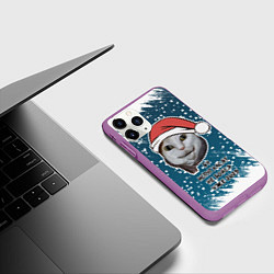 Чехол iPhone 11 Pro матовый Бу испугался - 2025 не бойся, цвет: 3D-фиолетовый — фото 2