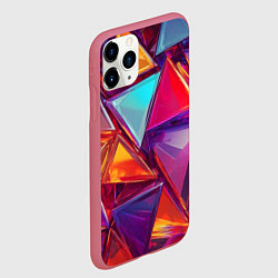 Чехол iPhone 11 Pro матовый Разноцветные треугольники 2, цвет: 3D-малиновый — фото 2