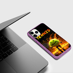 Чехол iPhone 11 Pro матовый Теннисный человечек, цвет: 3D-фиолетовый — фото 2