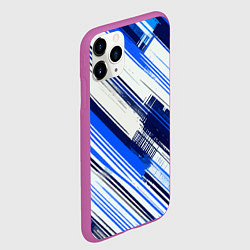 Чехол iPhone 11 Pro матовый Синие диагональные полосы на белом фоне, цвет: 3D-фиолетовый — фото 2