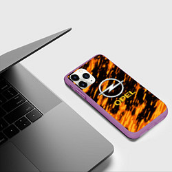 Чехол iPhone 11 Pro матовый Opel штрихи огненные, цвет: 3D-фиолетовый — фото 2