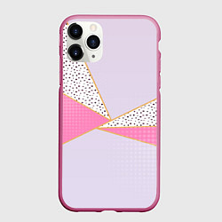 Чехол iPhone 11 Pro матовый Геометрическая абстракция с треугольниками и пятни, цвет: 3D-малиновый