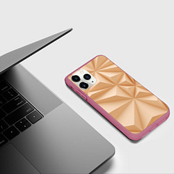 Чехол iPhone 11 Pro матовый Бежевые полигональные фигуры, цвет: 3D-малиновый — фото 2