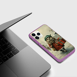 Чехол iPhone 11 Pro матовый Сова с подарком, цвет: 3D-фиолетовый — фото 2