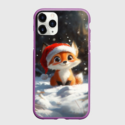 Чехол iPhone 11 Pro матовый Маленькая новогодняя лисичка, цвет: 3D-фиолетовый