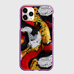 Чехол iPhone 11 Pro матовый Яркий змеиный паттерн, цвет: 3D-фиолетовый