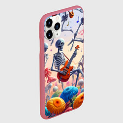 Чехол iPhone 11 Pro матовый Соло скелета на гитаре - сюрреализм, цвет: 3D-малиновый — фото 2