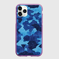 Чехол iPhone 11 Pro матовый Синий камуфляж, цвет: 3D-фиолетовый