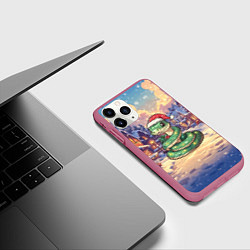 Чехол iPhone 11 Pro матовый Змейка и снег, цвет: 3D-малиновый — фото 2