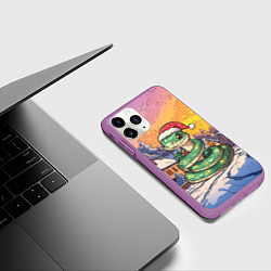 Чехол iPhone 11 Pro матовый Символ 2025 года змея, цвет: 3D-фиолетовый — фото 2