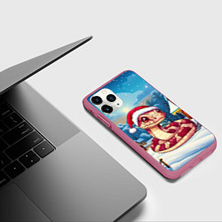 Чехол iPhone 11 Pro матовый Добрая змейка 2025, цвет: 3D-малиновый — фото 2