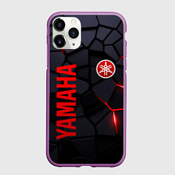 Чехол iPhone 11 Pro матовый Yamaha - плиты с эффектом свечения, цвет: 3D-фиолетовый
