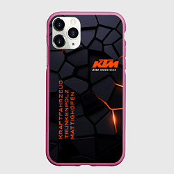 Чехол iPhone 11 Pro матовый KTM - плиты с эффектом свечения, цвет: 3D-малиновый
