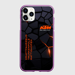 Чехол iPhone 11 Pro матовый KTM - плиты с эффектом свечения, цвет: 3D-фиолетовый