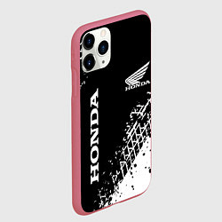Чехол iPhone 11 Pro матовый Honda - следы от шин, цвет: 3D-малиновый — фото 2