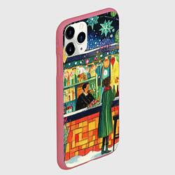 Чехол iPhone 11 Pro матовый Праздник новый год, цвет: 3D-малиновый — фото 2