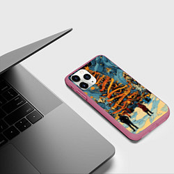 Чехол iPhone 11 Pro матовый Новый год у елки, цвет: 3D-малиновый — фото 2