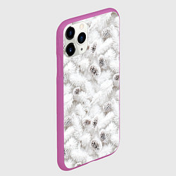Чехол iPhone 11 Pro матовый Ёлка с шишками в рождественский мороз, цвет: 3D-фиолетовый — фото 2
