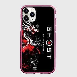 Чехол iPhone 11 Pro матовый Ghost of Tsushima - snowflakesv, цвет: 3D-малиновый