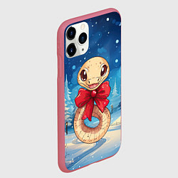 Чехол iPhone 11 Pro матовый Милая змейка с бантиком, цвет: 3D-малиновый — фото 2