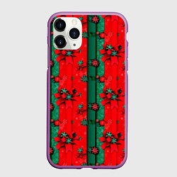 Чехол iPhone 11 Pro матовый Новогодние подарочные ленты, цвет: 3D-фиолетовый