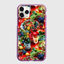Чехол iPhone 11 Pro матовый Новогодние угощения, цвет: 3D-фиолетовый