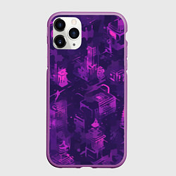 Чехол iPhone 11 Pro матовый Неоновый городок, цвет: 3D-фиолетовый