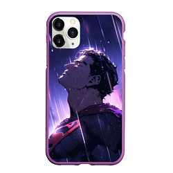 Чехол iPhone 11 Pro матовый Superman - Neon rain, цвет: 3D-фиолетовый