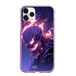 Чехол iPhone 11 Pro матовый Ghost Rider - Neon rain, цвет: 3D-розовый