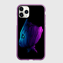 Чехол iPhone 11 Pro матовый Neon Groot, цвет: 3D-фиолетовый