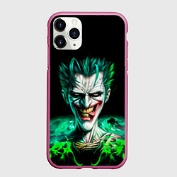 Чехол iPhone 11 Pro матовый Безумный клоун Джокер, цвет: 3D-малиновый