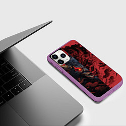 Чехол iPhone 11 Pro матовый Японский демон Они, цвет: 3D-фиолетовый — фото 2