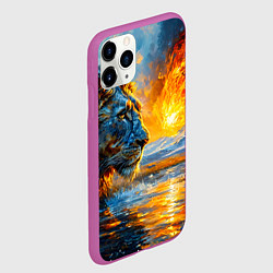Чехол iPhone 11 Pro матовый Лев и падение метеорита, цвет: 3D-фиолетовый — фото 2