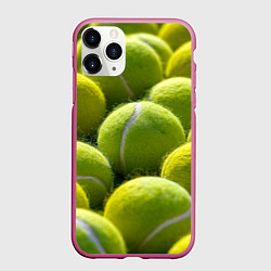 Чехол iPhone 11 Pro матовый Теннисные мячи, цвет: 3D-малиновый