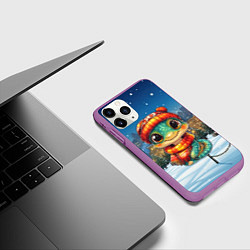 Чехол iPhone 11 Pro матовый Змейка новогодняя 2025 год, цвет: 3D-фиолетовый — фото 2