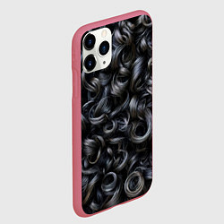 Чехол iPhone 11 Pro матовый Черные кудри, цвет: 3D-малиновый — фото 2