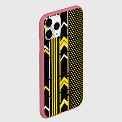 Чехол iPhone 11 Pro матовый Жёлтые обои на чёрном фоне, цвет: 3D-малиновый — фото 2