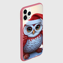 Чехол iPhone 11 Pro матовый Совенок в новогодней шапочке, цвет: 3D-малиновый — фото 2