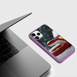 Чехол iPhone 11 Pro матовый Новогодняя красная змея, цвет: 3D-фиолетовый — фото 2