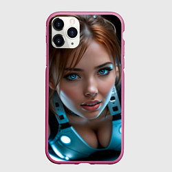 Чехол iPhone 11 Pro матовый Космонавтка, цвет: 3D-малиновый