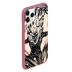 Чехол iPhone 11 Pro матовый Ghost Rider, цвет: 3D-малиновый — фото 2