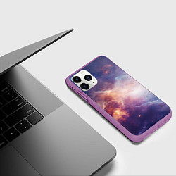 Чехол iPhone 11 Pro матовый Туманности космоса, цвет: 3D-фиолетовый — фото 2