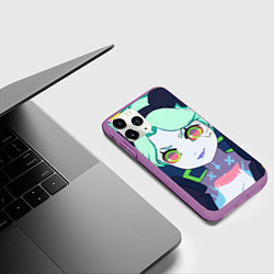 Чехол iPhone 11 Pro матовый Ребекка - киберпанк, цвет: 3D-фиолетовый — фото 2